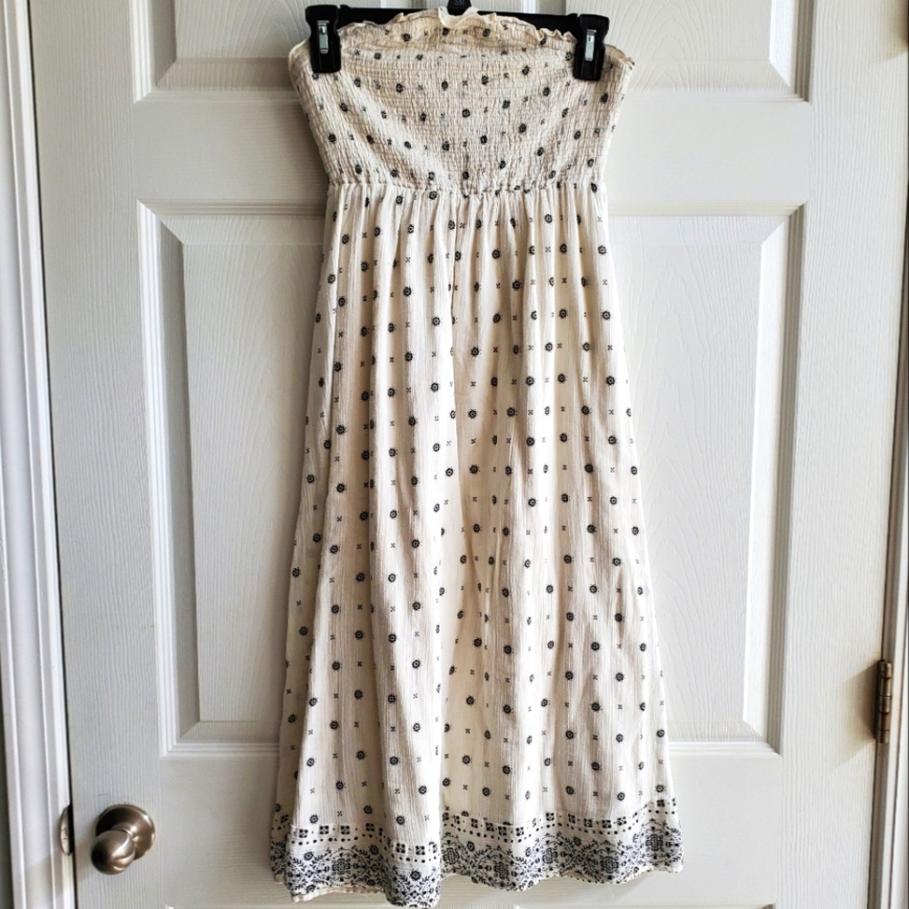 Ivory & Black Bohemian Halter tie Summer dress | XS